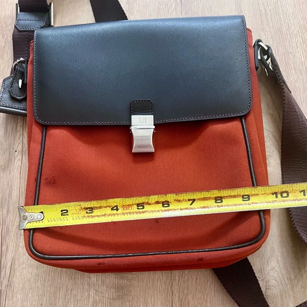 Dunhill Shoulder Sling Bag Canvas‎ Leather Crossbody Orange Black Made In Italy